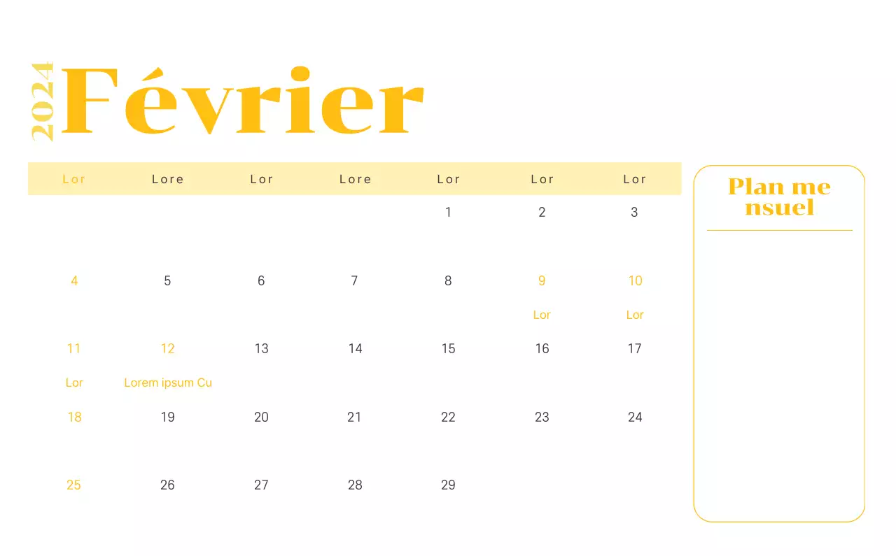 Calendrier avec illustrations de jeunes sur fond jaune et vert