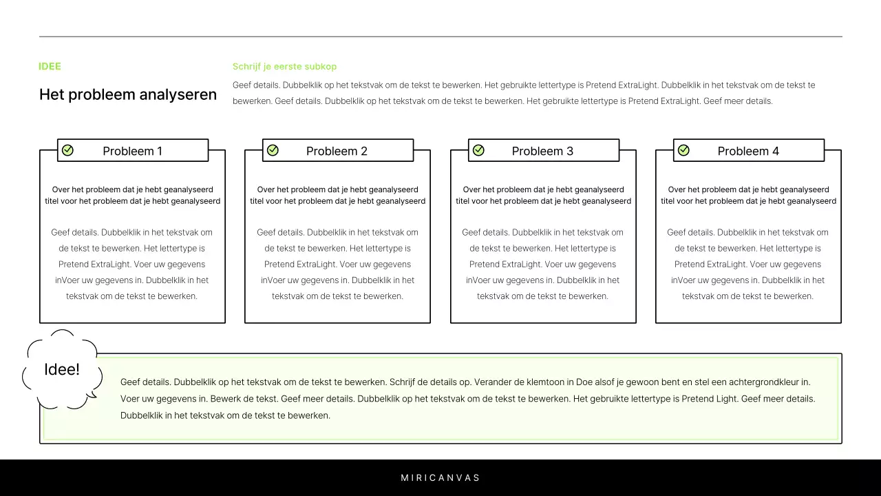 Een eenvoudig wit en chartreuse rapport om een project te introduceren