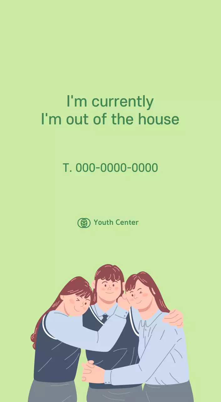 Calendar with youth illustrations on a yellow and green background