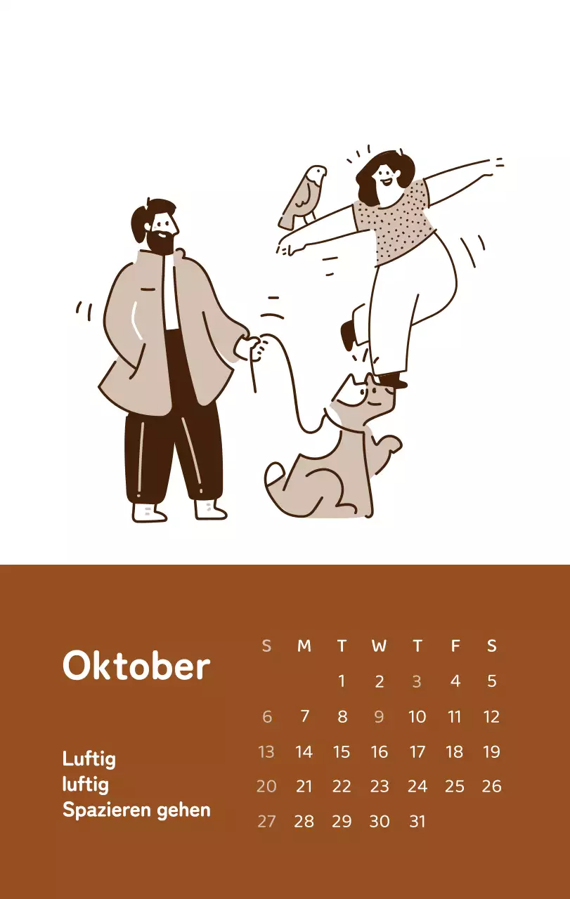 Ein Kalender mit farbenfrohen, emotionalen Illustrationen