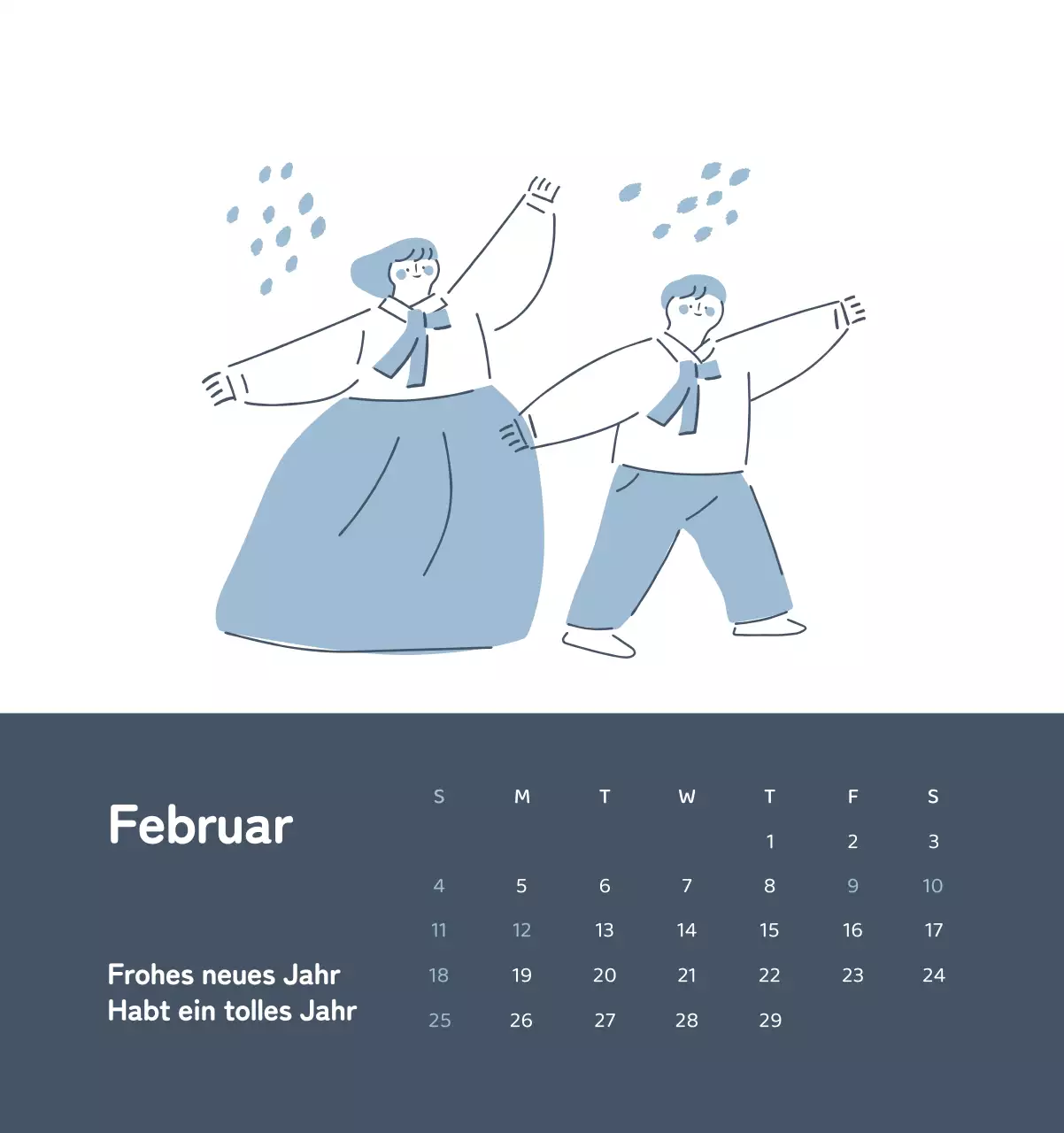 Ein Kalender mit farbenfrohen, emotionalen Illustrationen