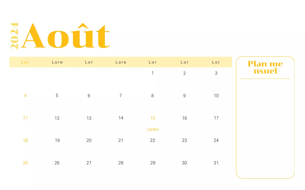 Calendrier avec illustrations de jeunes sur fond jaune et vert