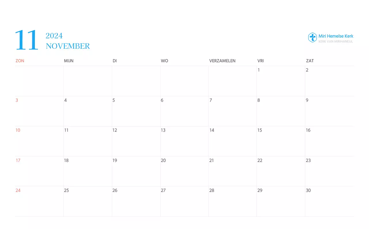 Blauw modern concept kerkkalender