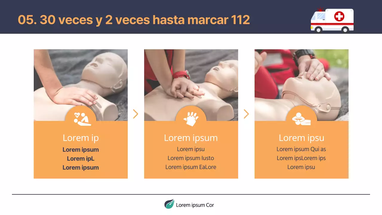 Material sencillo de formación en seguridad contra incendios en azul marino y naranja