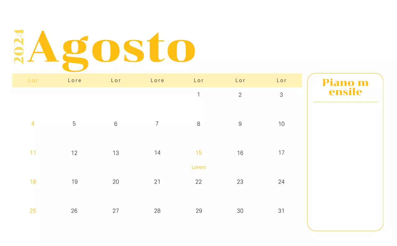 Calendario con illustrazioni giovanili su sfondo giallo e verde