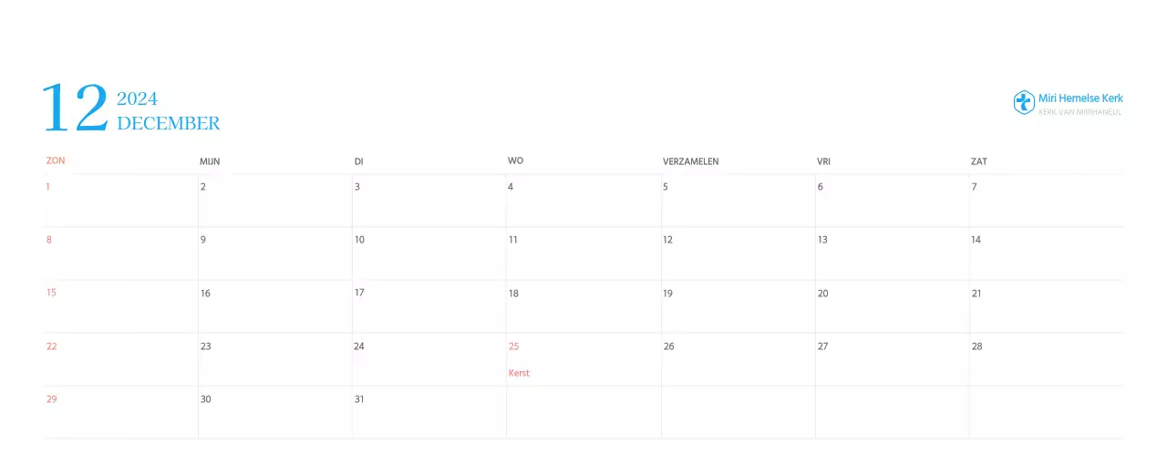 Blauw modern concept kerkkalender