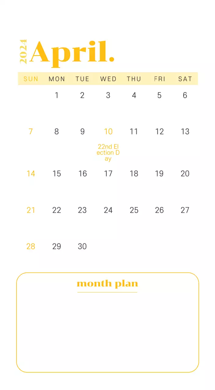 Calendar with youth illustrations on a yellow and green background