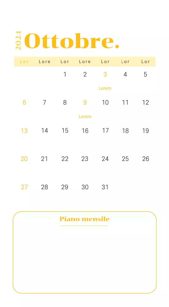Calendario con illustrazioni giovanili su sfondo giallo e verde