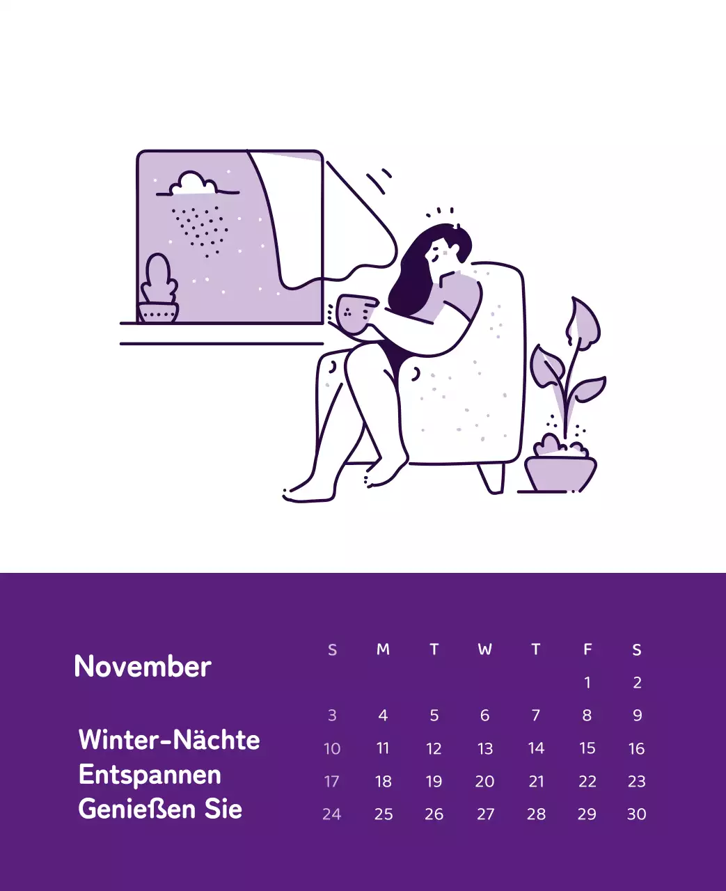 Ein Kalender mit farbenfrohen, emotionalen Illustrationen