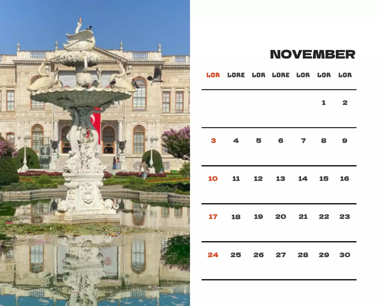 Een reisbureau dat de feestdagen viert met seizoensgebonden reisfotografie en een strakke, vetgedrukte tekstlay-out.