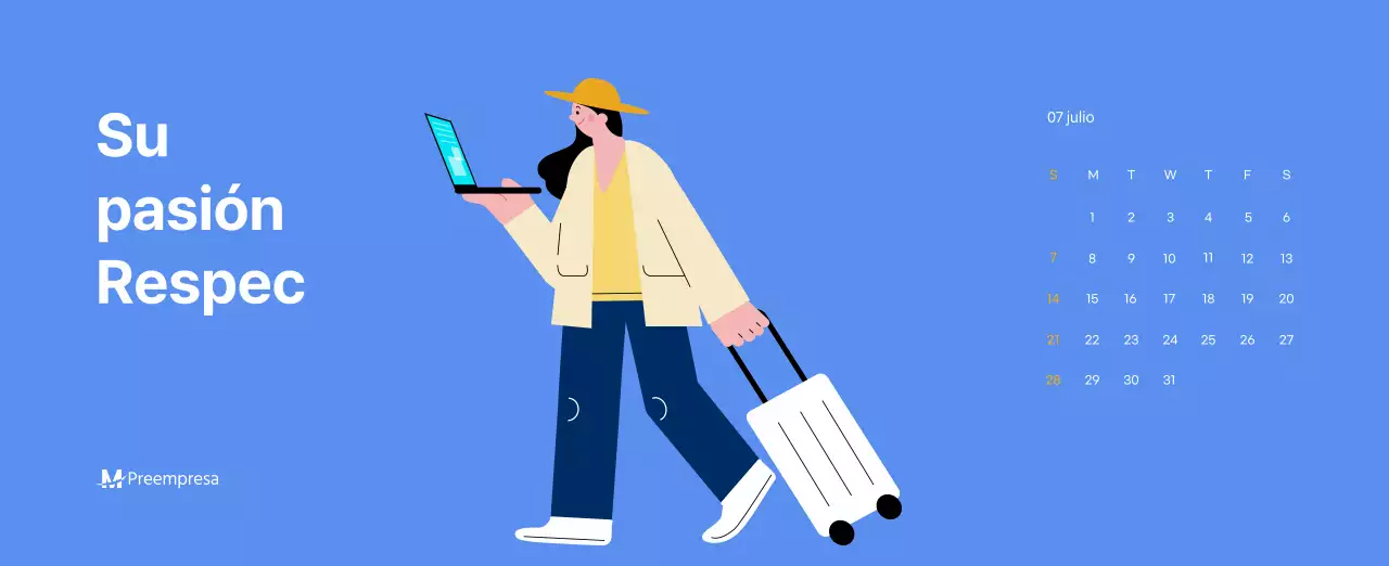 Calendario motivacional con ilustraciones llenas de energía y citas positivas sobre fondo azul claro