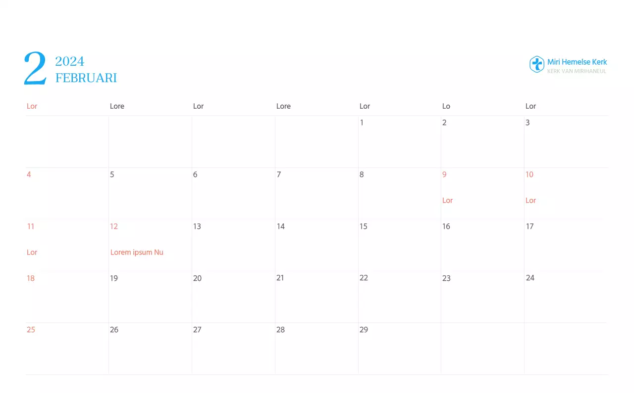 Blauw modern concept kerkkalender