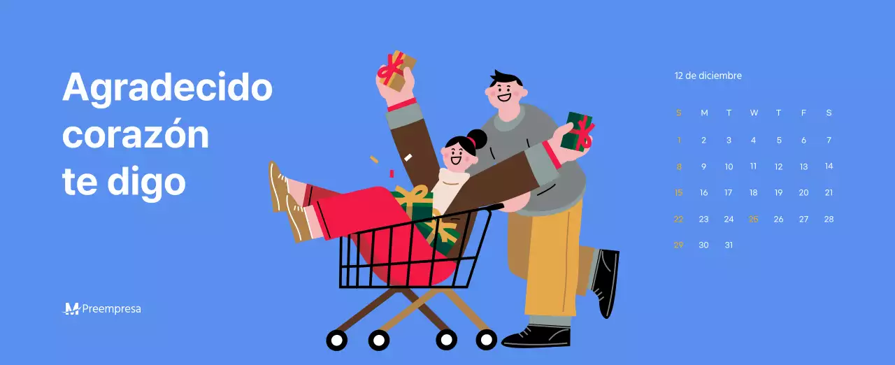 Calendario motivacional con ilustraciones llenas de energía y citas positivas sobre fondo azul claro