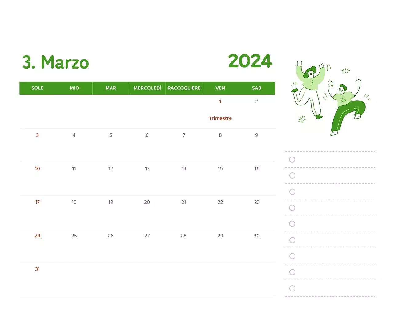 Un calendario con illustrazioni colorate ed emozionali