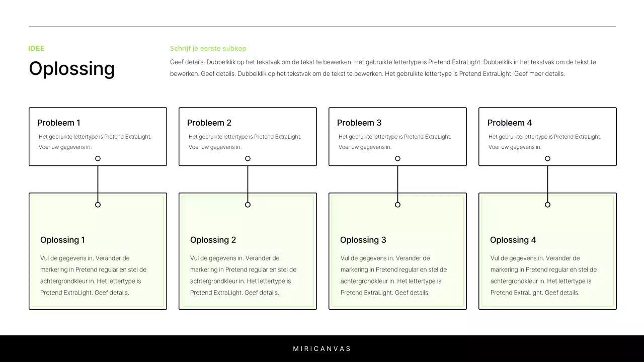 Een eenvoudig wit en chartreuse rapport om een project te introduceren
