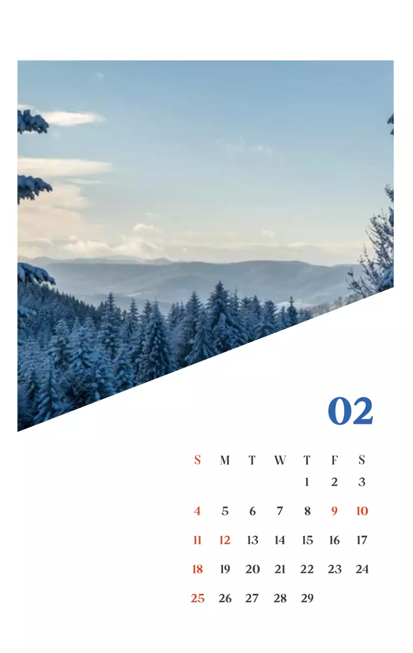 Calendario ospedaliero con foto di paesaggi stagionali