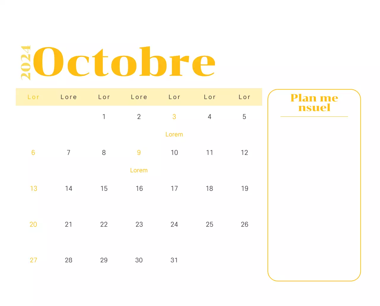Calendrier avec illustrations de jeunes sur fond jaune et vert