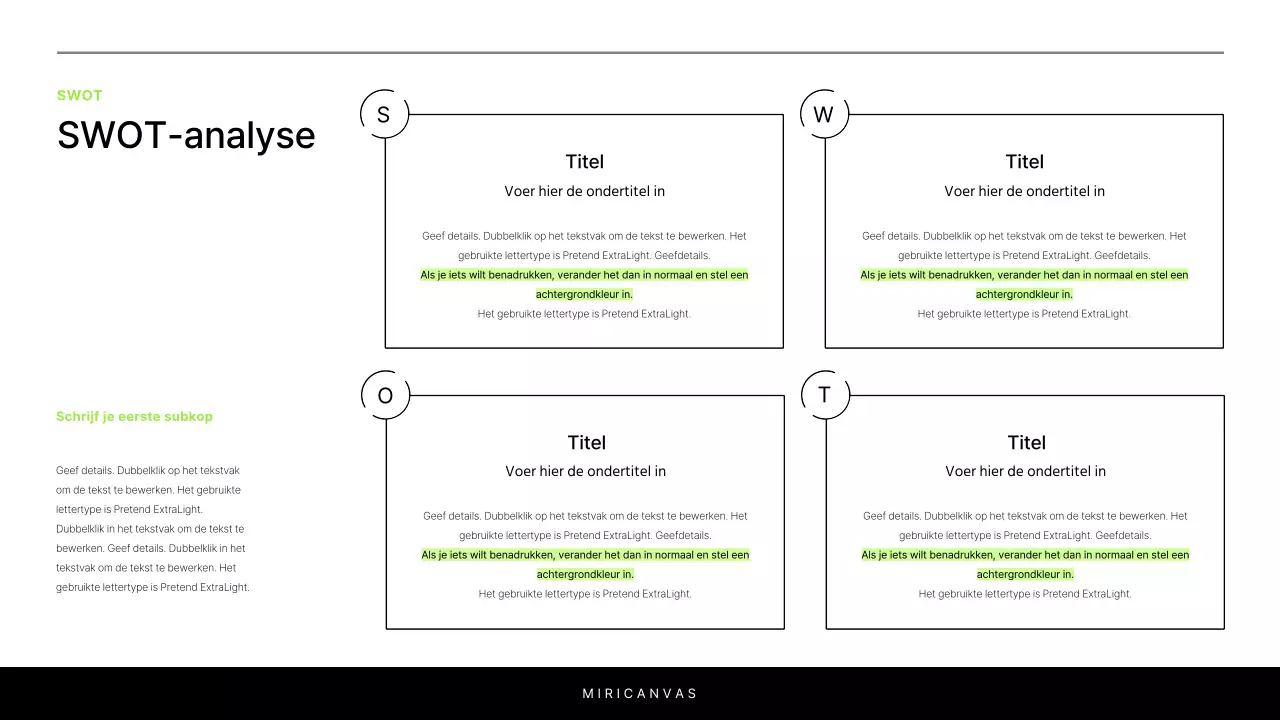 Een eenvoudig wit en chartreuse rapport om een project te introduceren