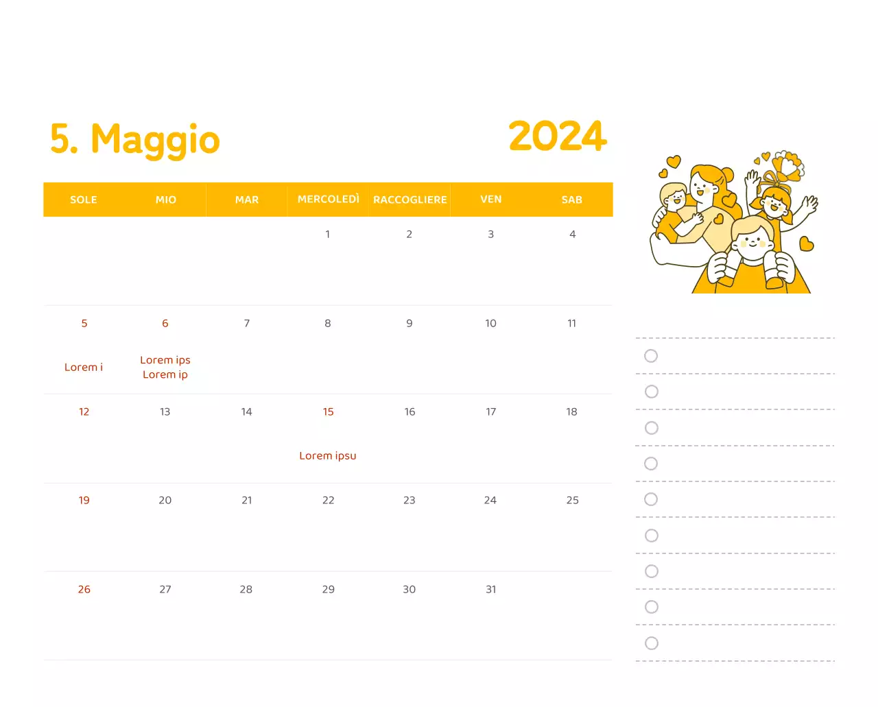 Un calendario con illustrazioni colorate ed emozionali