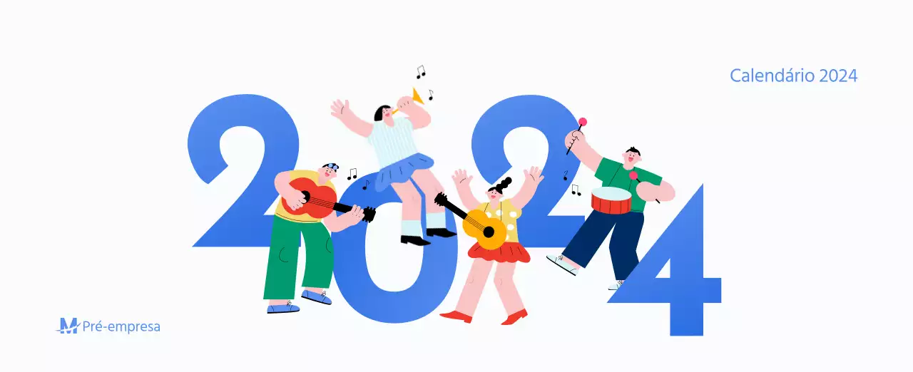 Calendário motivacional com ilustrações energéticas e citações positivas sobre um fundo azul claro