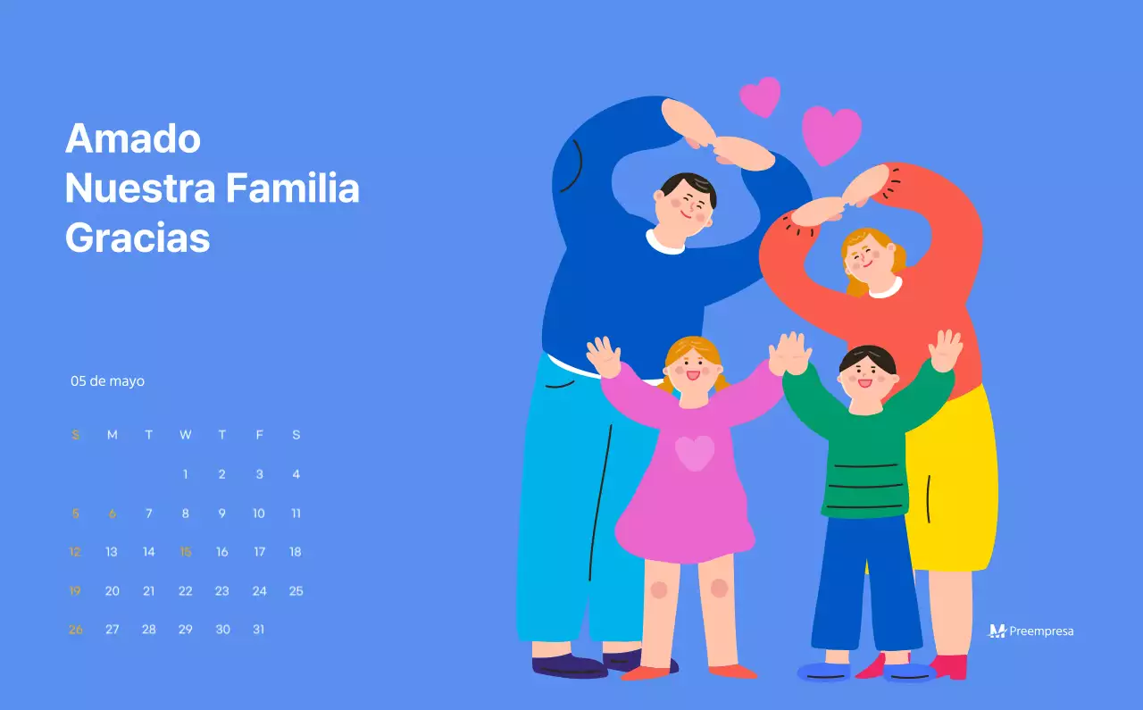 Calendario motivacional con ilustraciones llenas de energía y citas positivas sobre fondo azul claro