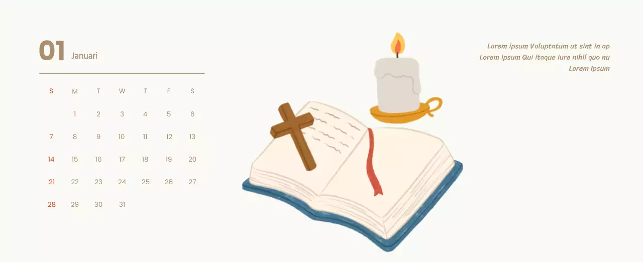 Een devotiekalender met gezellige illustraties en bijbelverzen op een lichtblauwe achtergrond