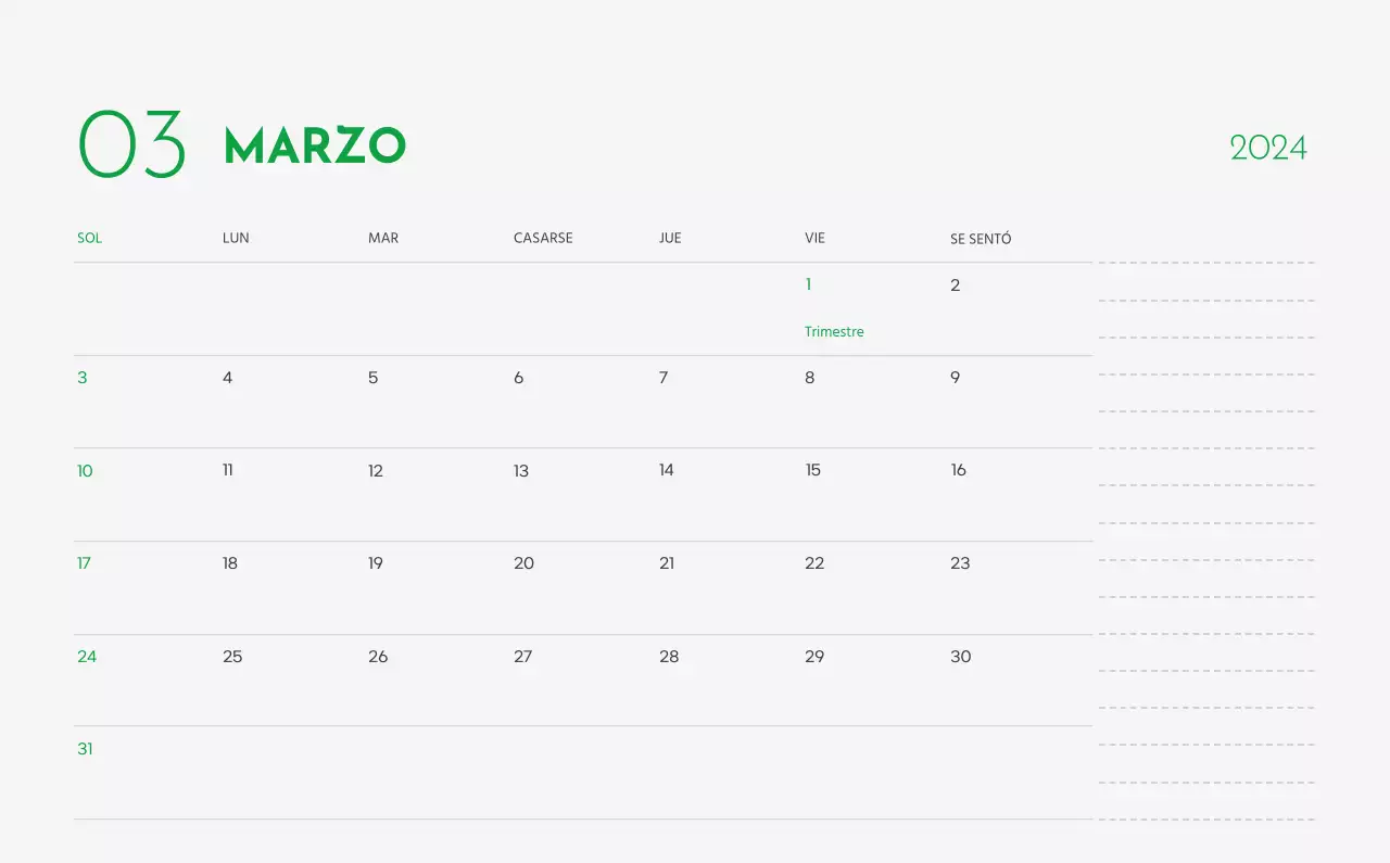 Un calendario con la imagen de un cachorro y un bonito mensaje en tonos verdes.