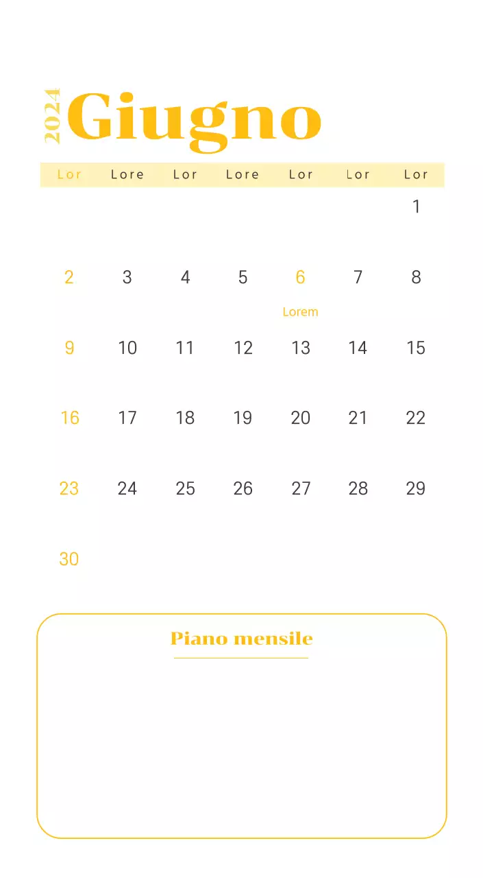 Calendario con illustrazioni giovanili su sfondo giallo e verde