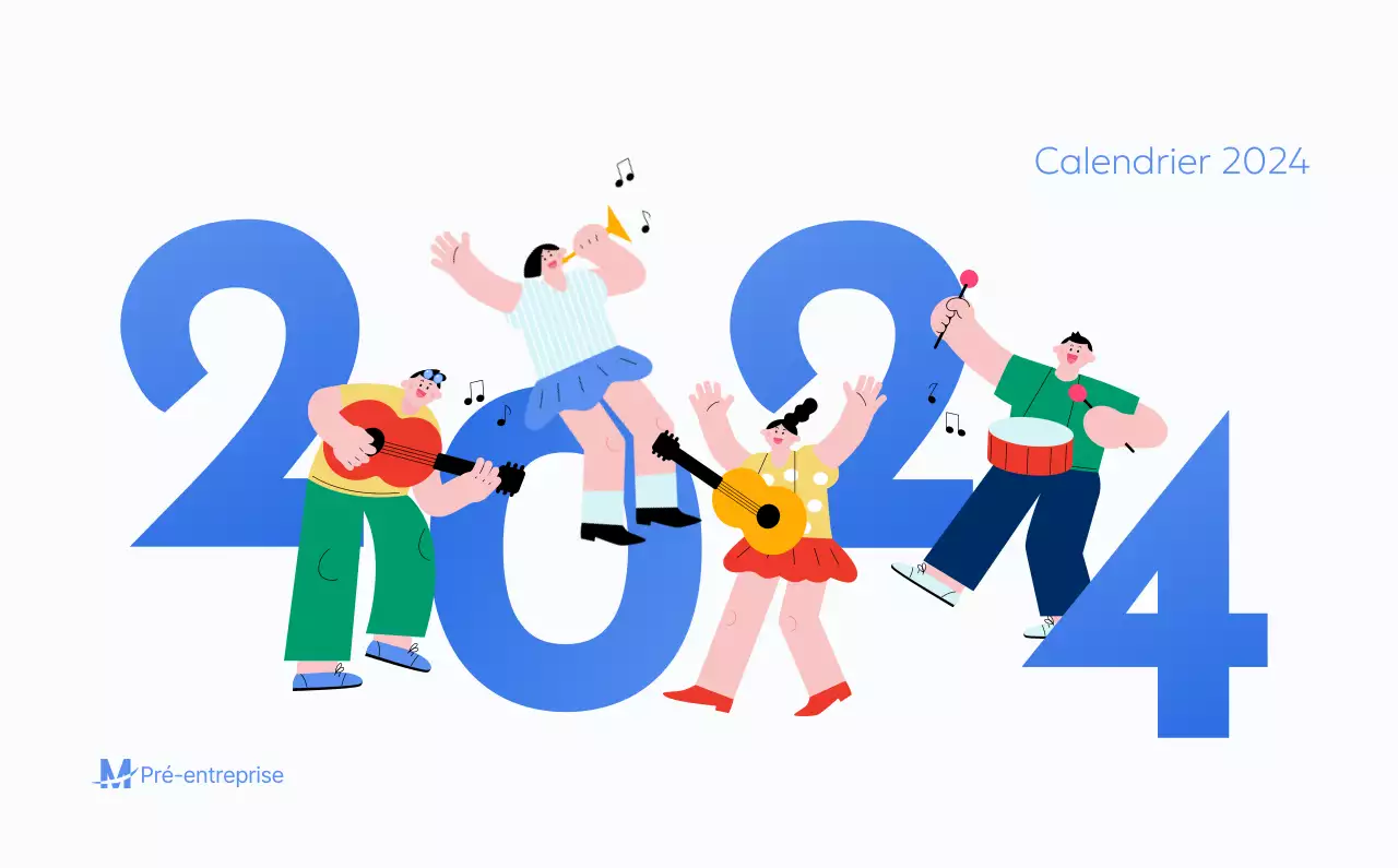 Calendrier de motivation avec des illustrations énergiques et des citations positives sur un fond bleu clair