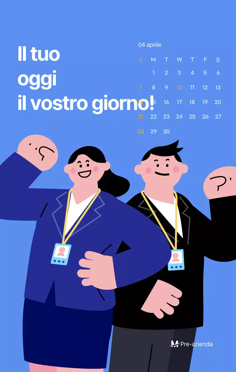 Calendario motivazionale con illustrazioni energetiche e citazioni positive su sfondo azzurro