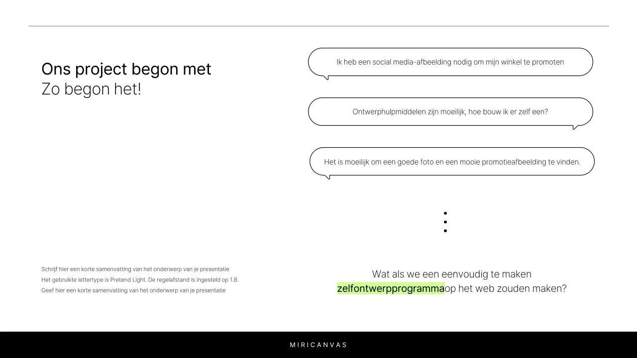 Een eenvoudig wit en chartreuse rapport om een project te introduceren