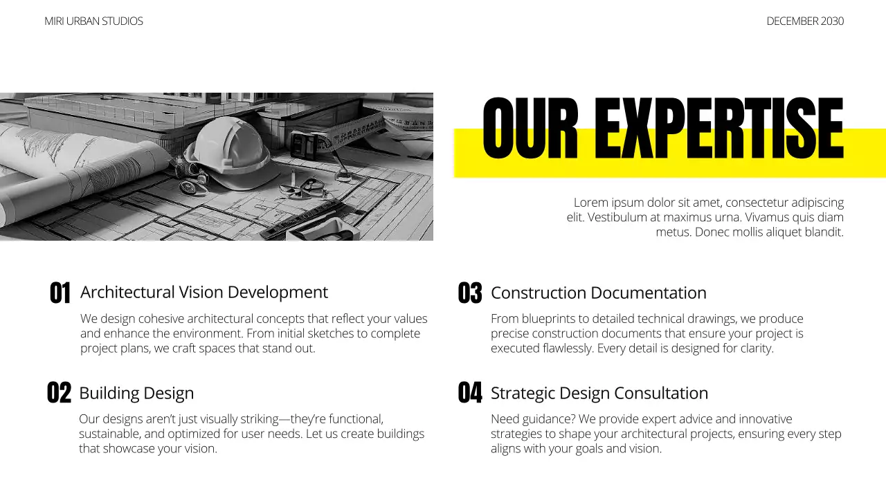 Presentasi Portofolio Arsitektur Modern Kuning