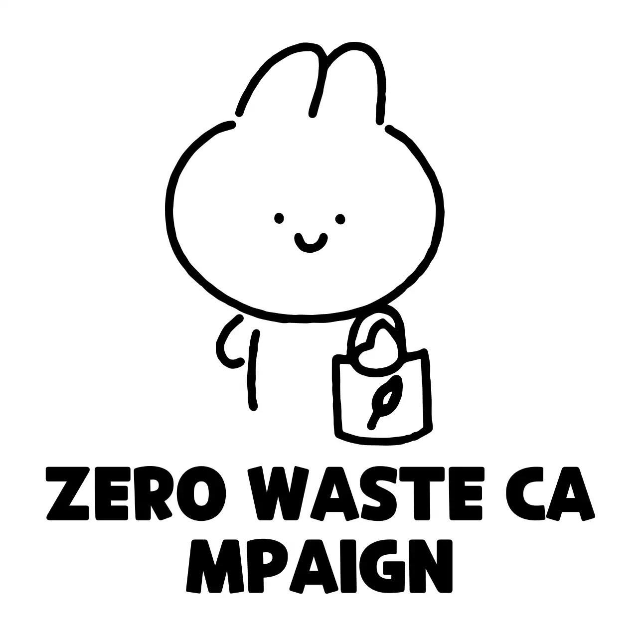 A zero-waste campaign with a cute hand-drawn bunny illustration