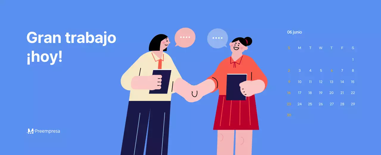 Calendario motivacional con ilustraciones llenas de energía y citas positivas sobre fondo azul claro