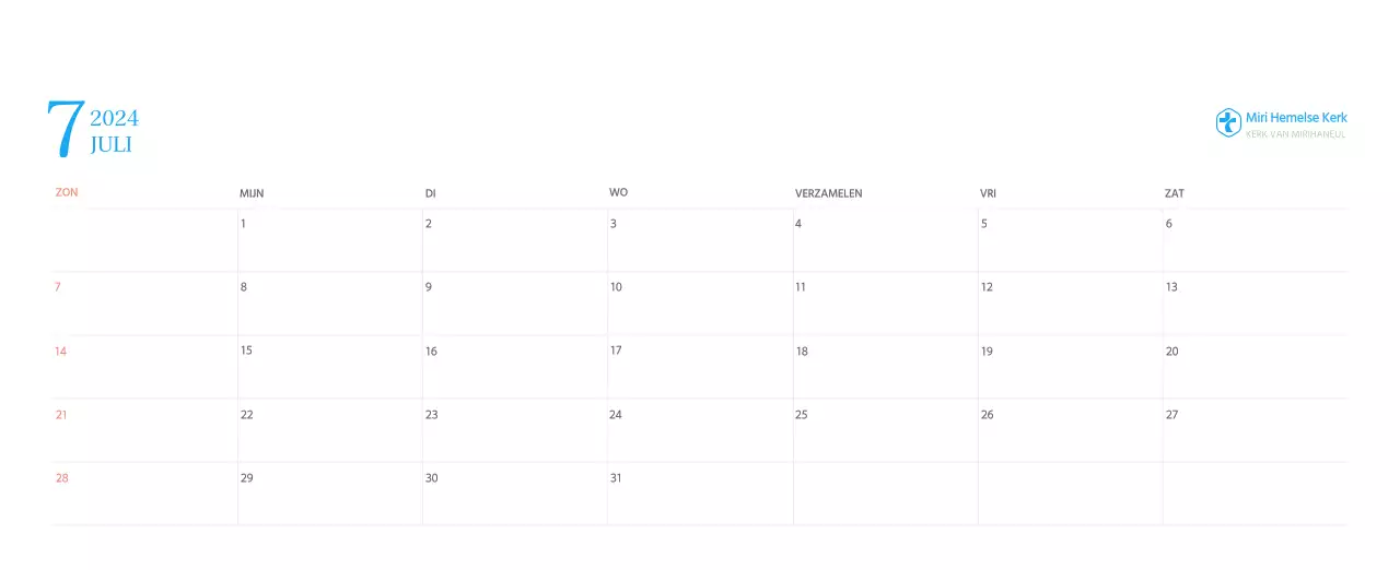 Blauw modern concept kerkkalender