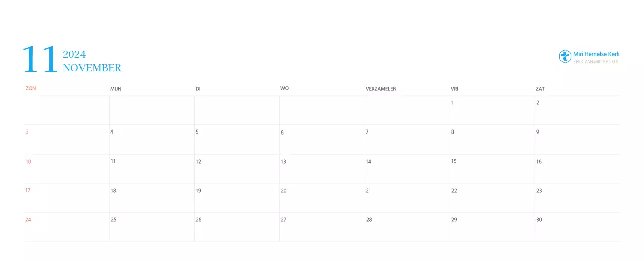 Blauw modern concept kerkkalender