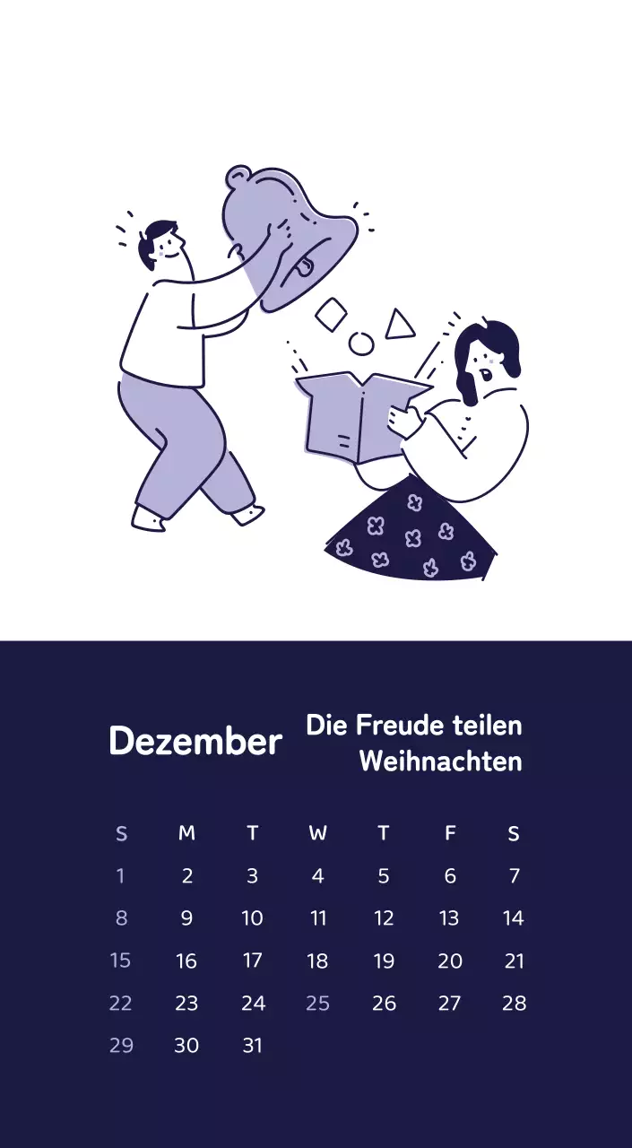 Ein Kalender mit farbenfrohen, emotionalen Illustrationen