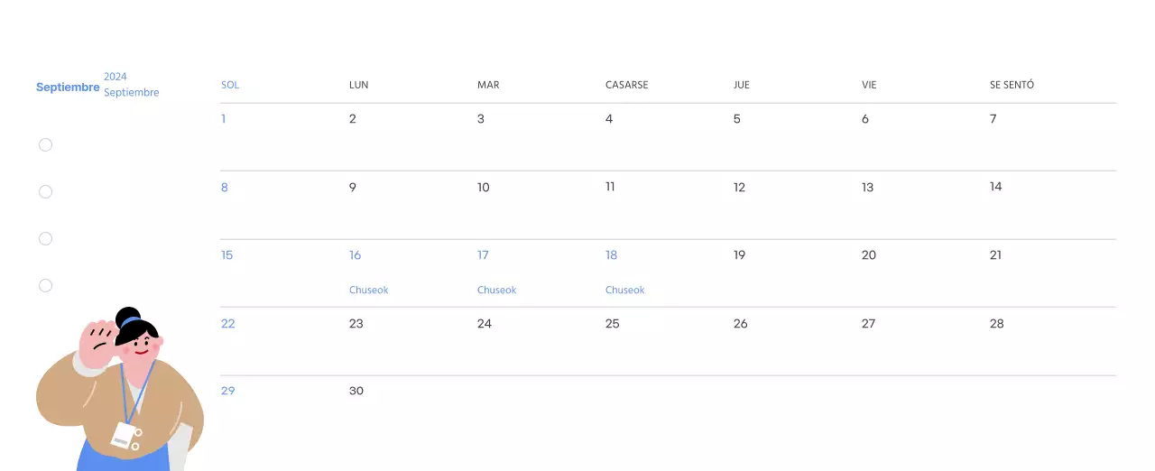 Calendario motivacional con ilustraciones llenas de energía y citas positivas sobre fondo azul claro
