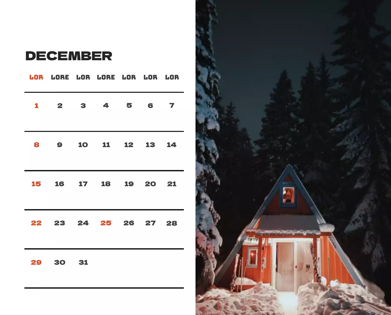 Een reisbureau dat de feestdagen viert met seizoensgebonden reisfotografie en een strakke, vetgedrukte tekstlay-out.