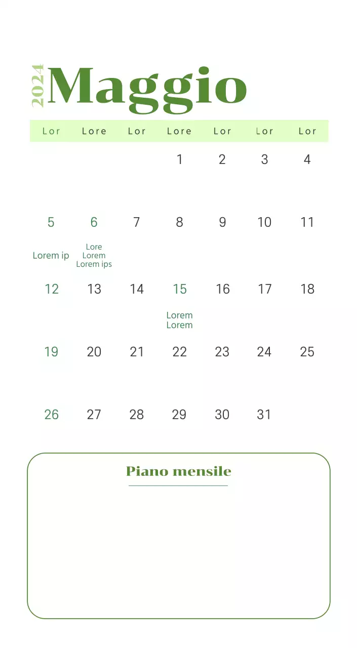 Calendario con illustrazioni giovanili su sfondo giallo e verde