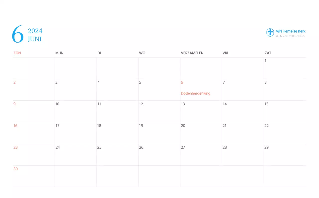 Blauw modern concept kerkkalender