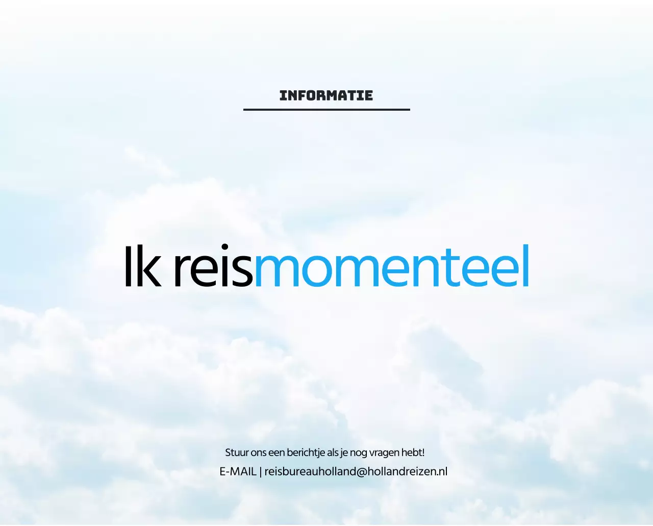 Een reisbureau dat de feestdagen viert met seizoensgebonden reisfotografie en een strakke, vetgedrukte tekstlay-out.