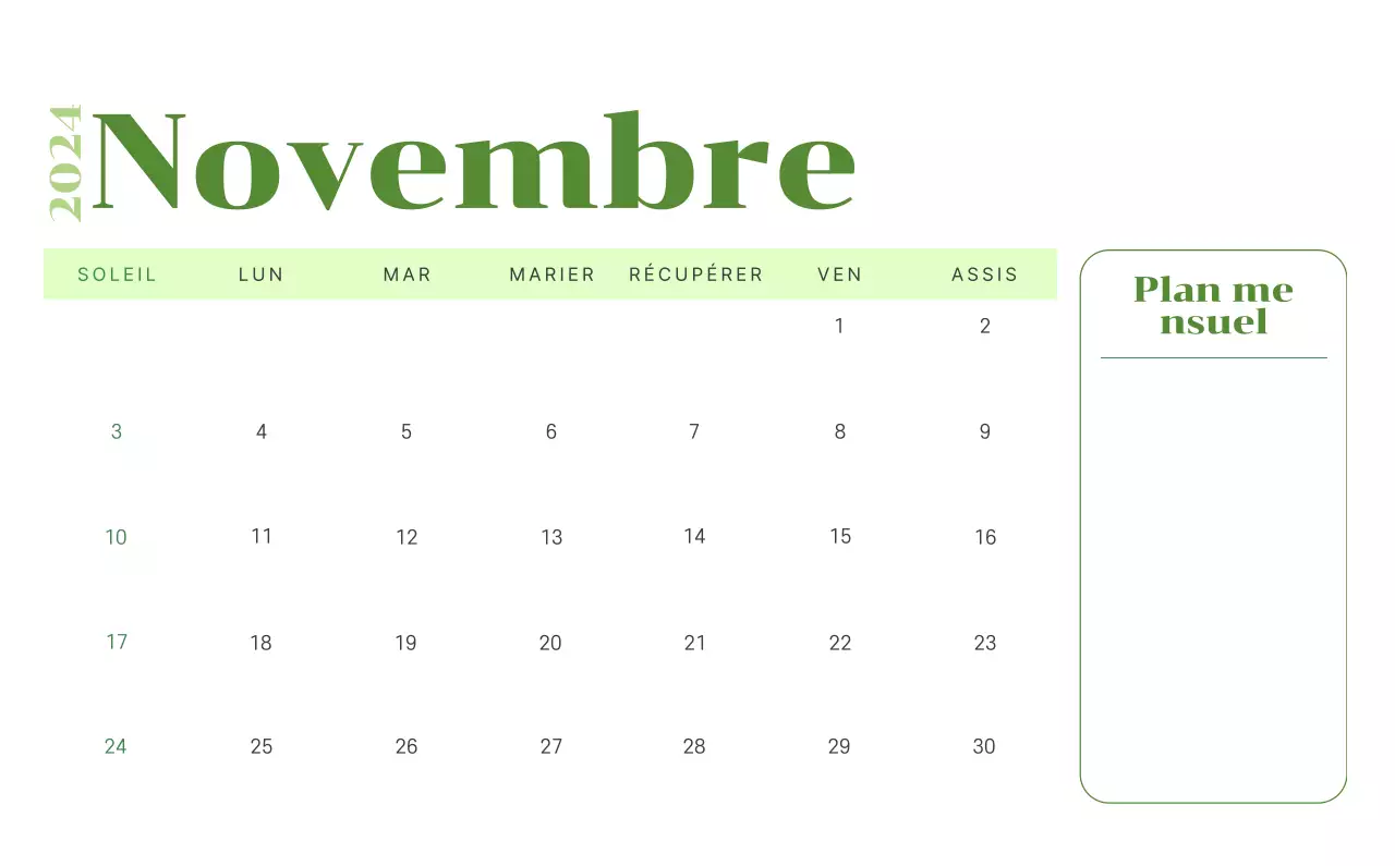Calendrier avec illustrations de jeunes sur fond jaune et vert