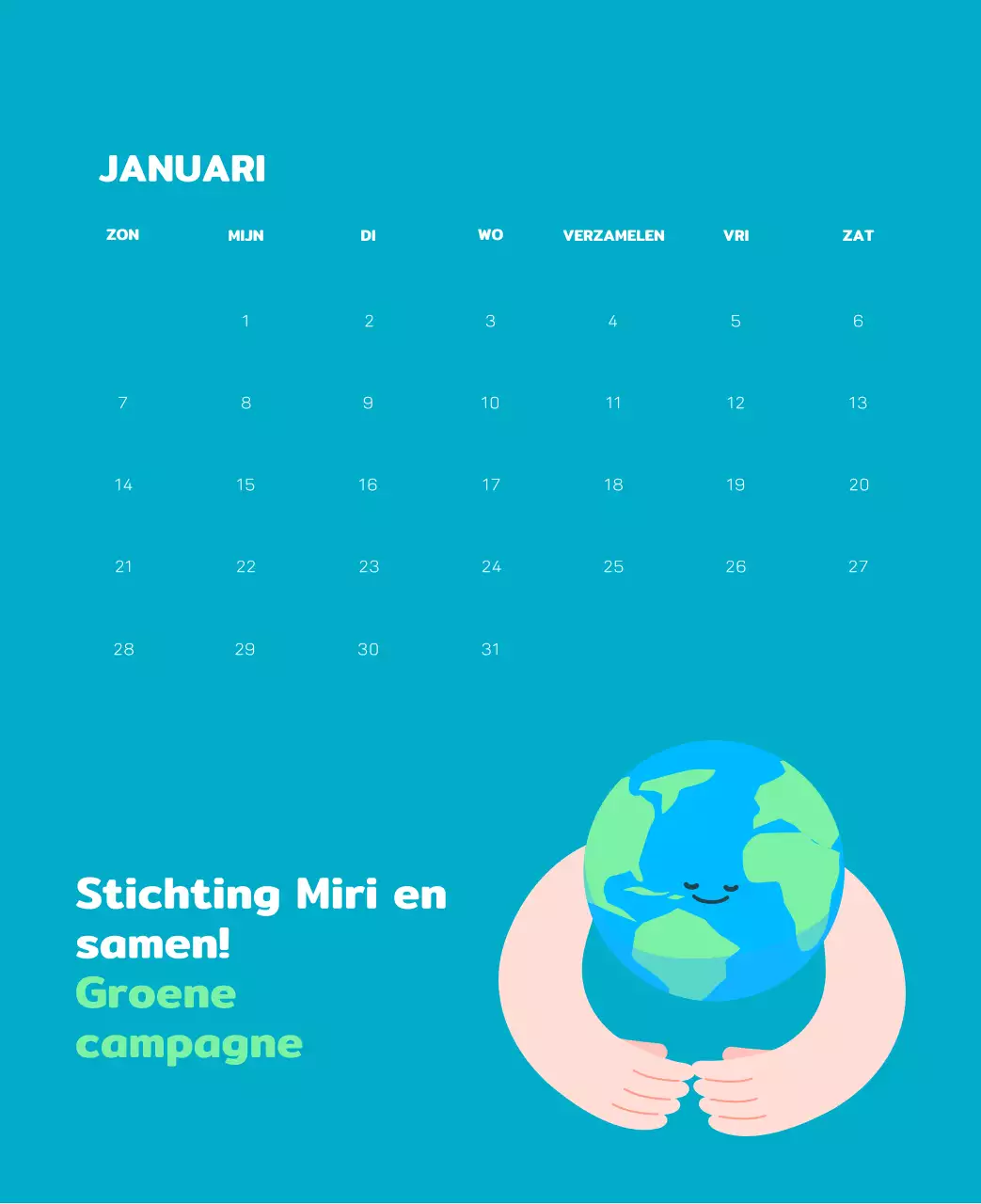 Een sociale stichting die de feestdagen viert met kleurrijke illustraties van mensen en de planeet.