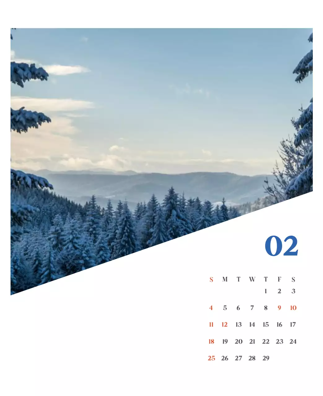 Krankenhauskalender mit saisonalen Landschaftsfotos