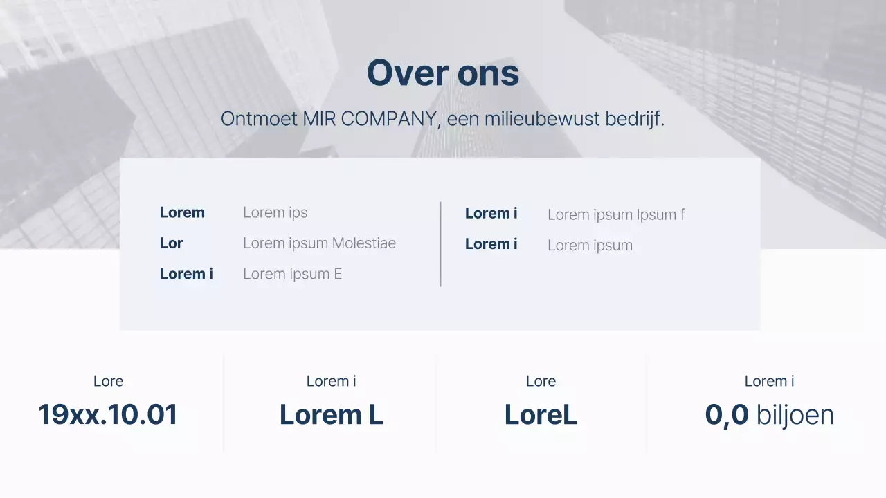 Een eenvoudig ESG-rapport in marineblauw en lichtblauw