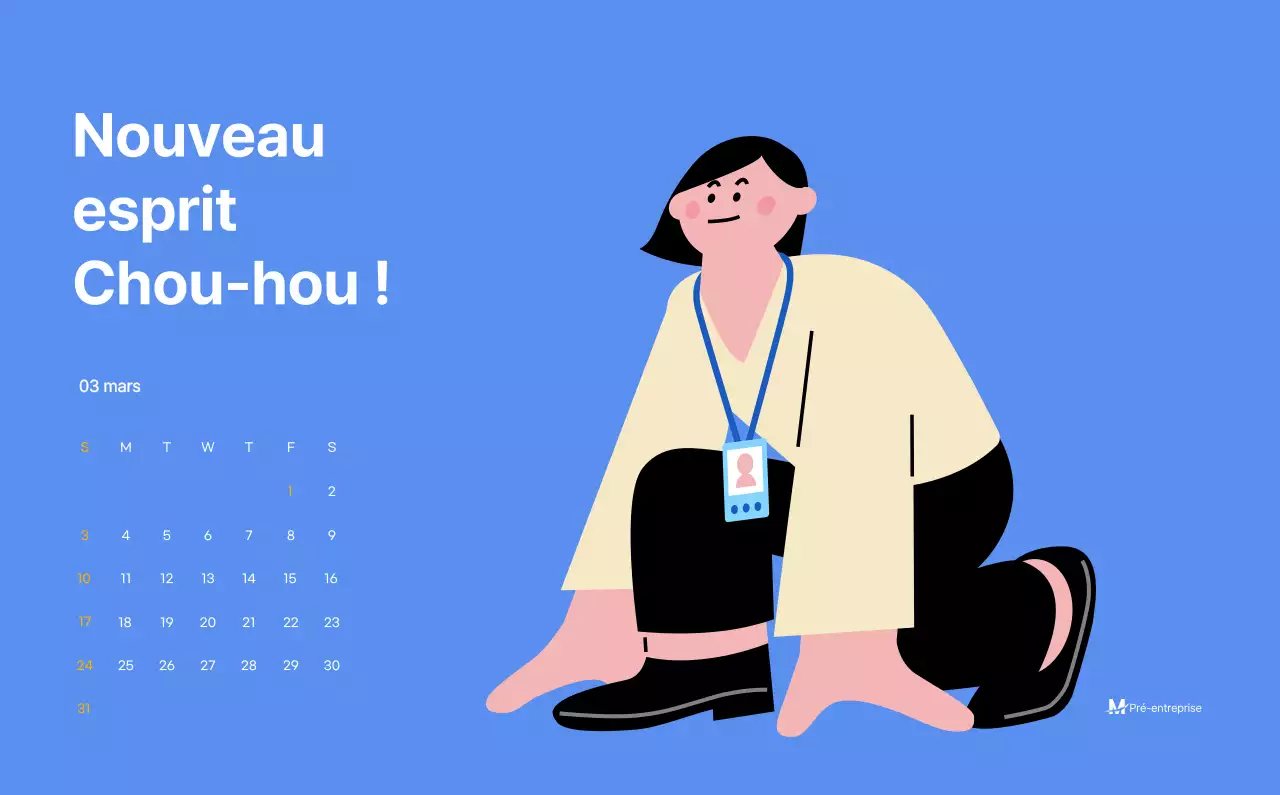 Calendrier de motivation avec des illustrations énergiques et des citations positives sur un fond bleu clair