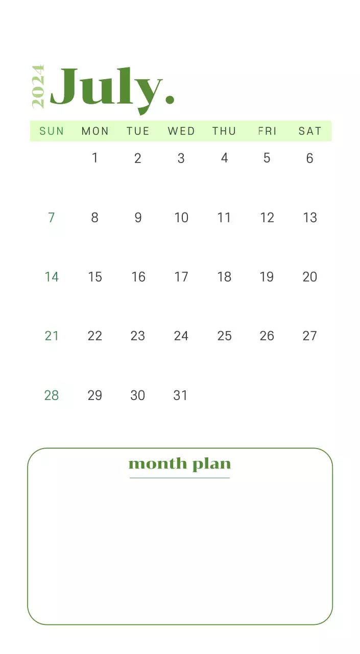 Calendar with youth illustrations on a yellow and green background