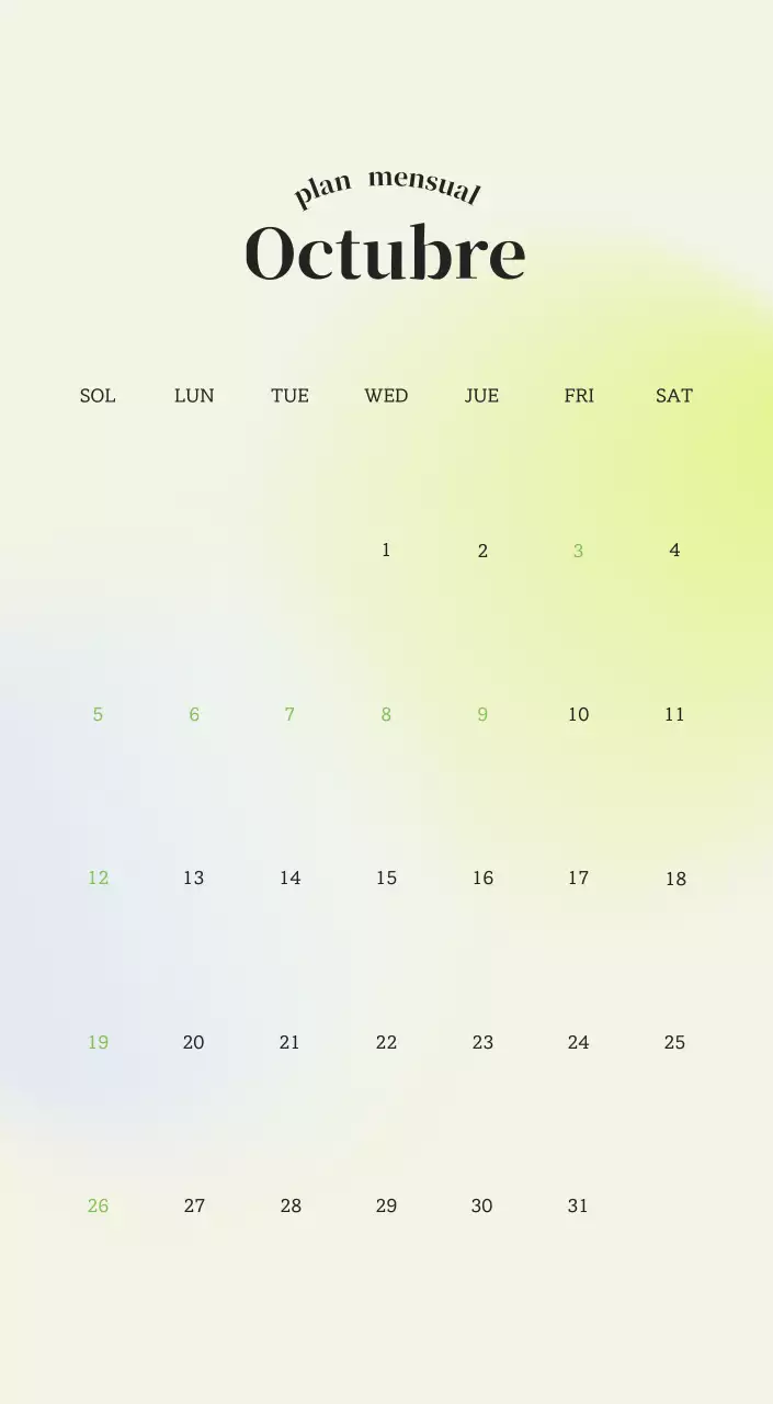 Calendario minimalista degradado