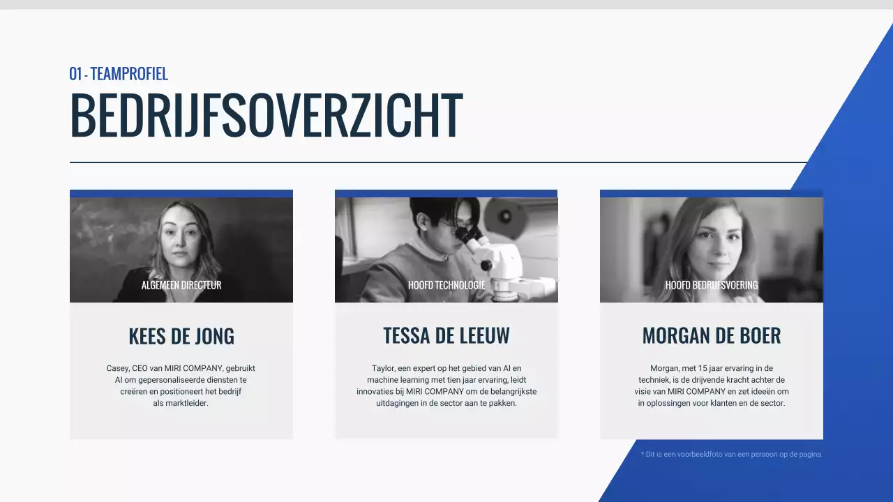 blauw modern pitch deck document